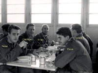 P068-x > Gravelle. Refectoire. Penez Jean-Claude, Castagnoli Paul, Briere Philippe, Favier Jean-Claude.