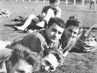 N° 8 : Stade de l'I.N.S. De gauche à droite : FLAMENT (Liévin) - ? - AUBRY (Périgueux) - Pierre BERARD (Saint-Dié) et PAUL (Batilly)